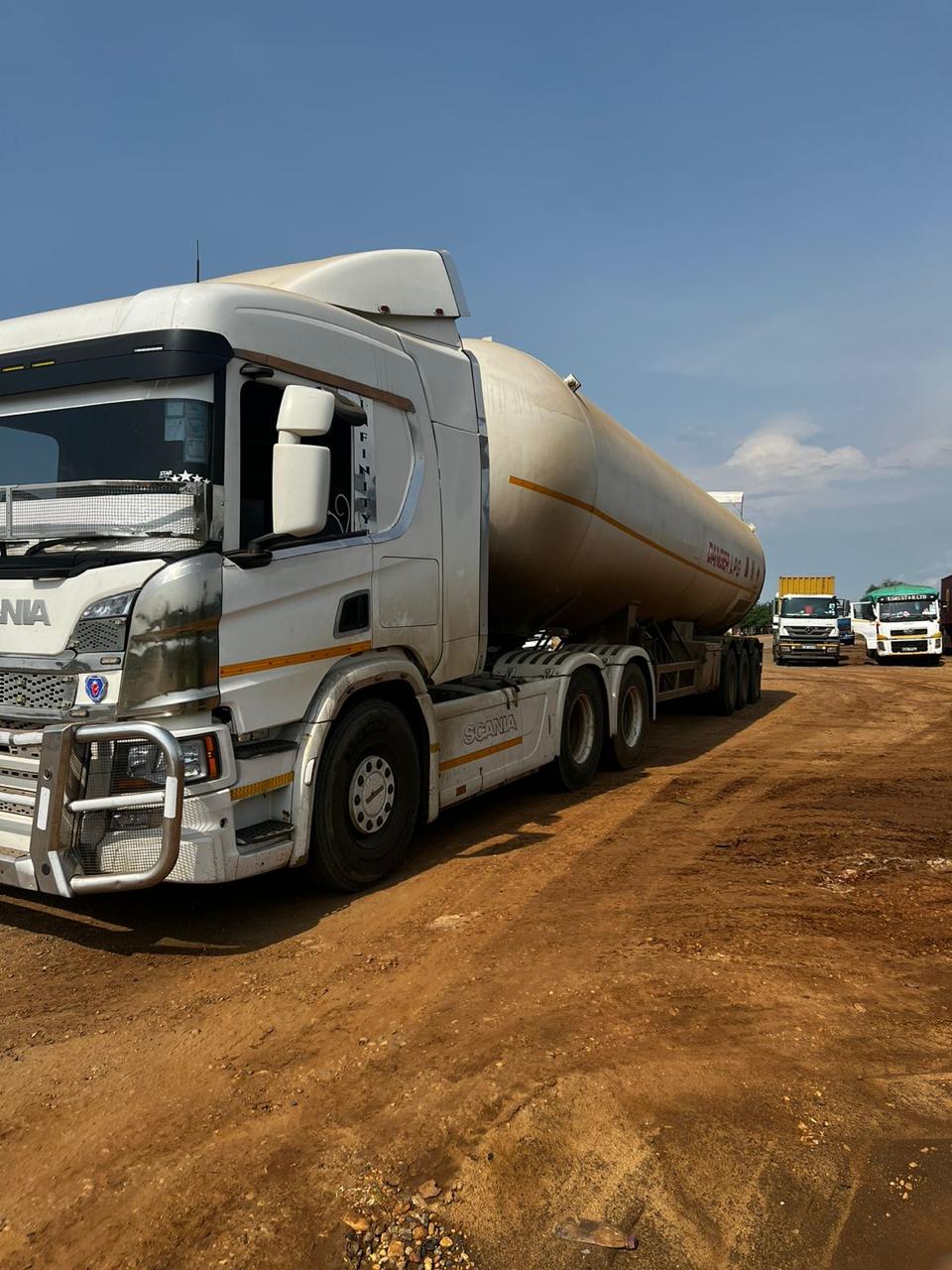 Galbeed LPG truck parked with fleet support vehicles in the yard